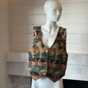 Patterned Green & Brown Women's Vest